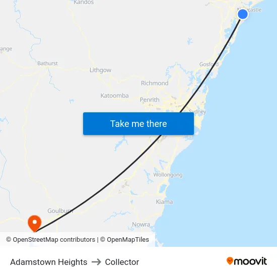 Adamstown Heights to Collector map
