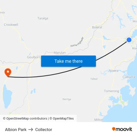 Albion Park to Collector map