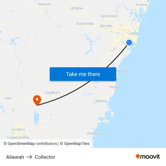Allawah to Collector map