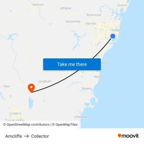 Arncliffe to Collector map