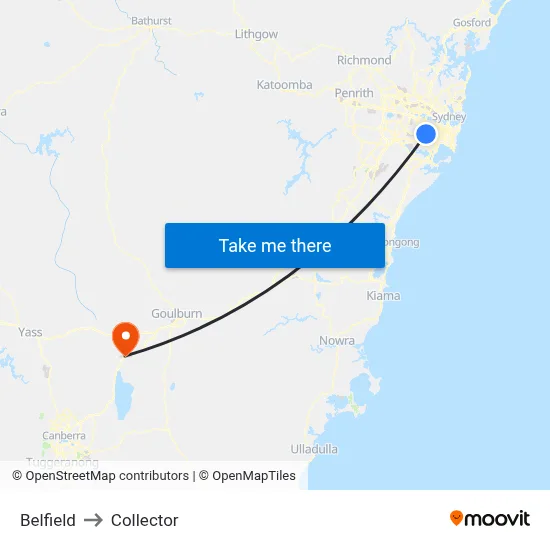 Belfield to Collector map