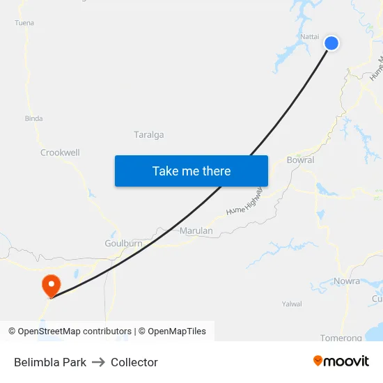 Belimbla Park to Collector map