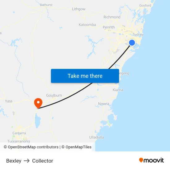 Bexley to Collector map