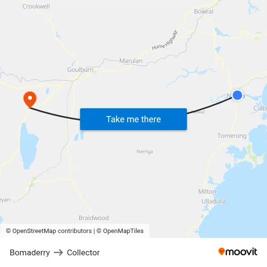Bomaderry to Collector map