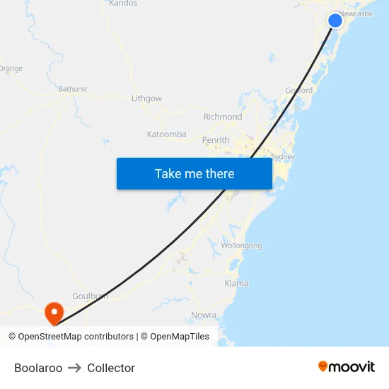 Boolaroo to Collector map