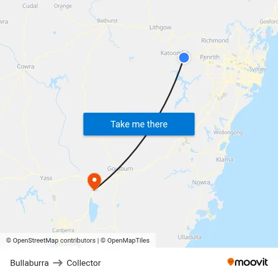 Bullaburra to Collector map