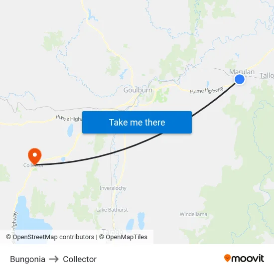 Bungonia to Collector map