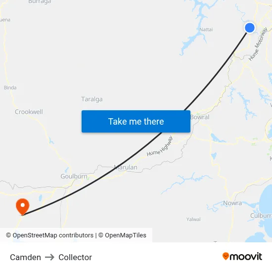 Camden to Collector map