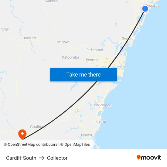 Cardiff South to Collector map