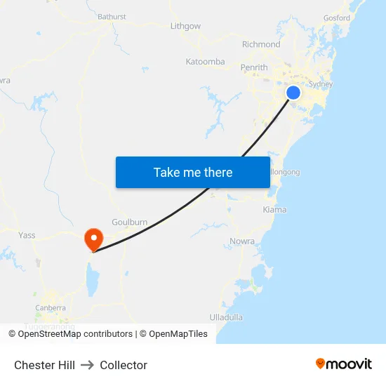 Chester Hill to Collector map