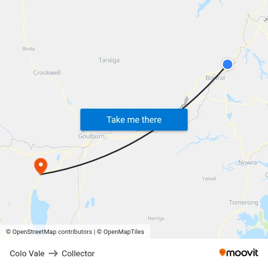 Colo Vale to Collector map