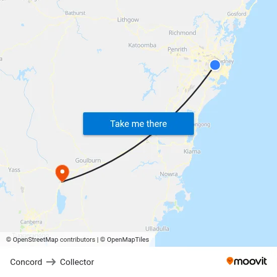 Concord to Collector map