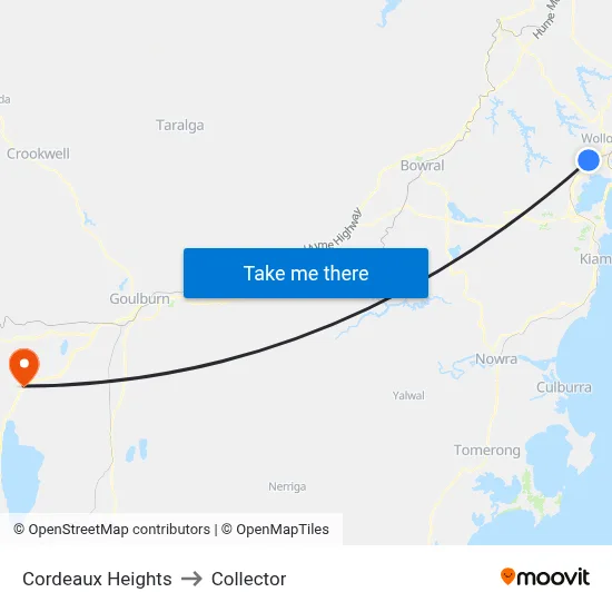 Cordeaux Heights to Collector map
