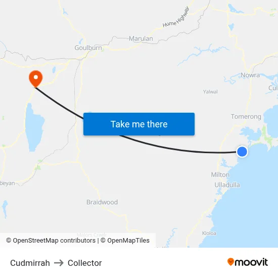 Cudmirrah to Collector map