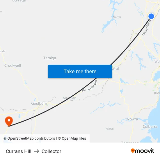 Currans Hill to Collector map