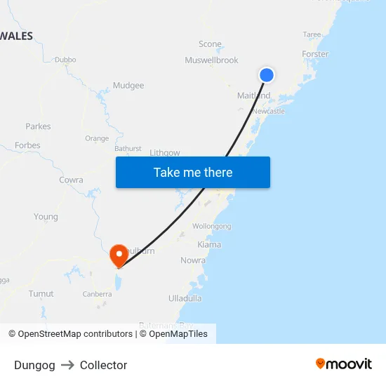 Dungog to Collector map