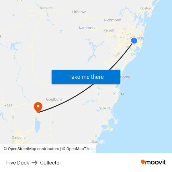 Five Dock to Collector map