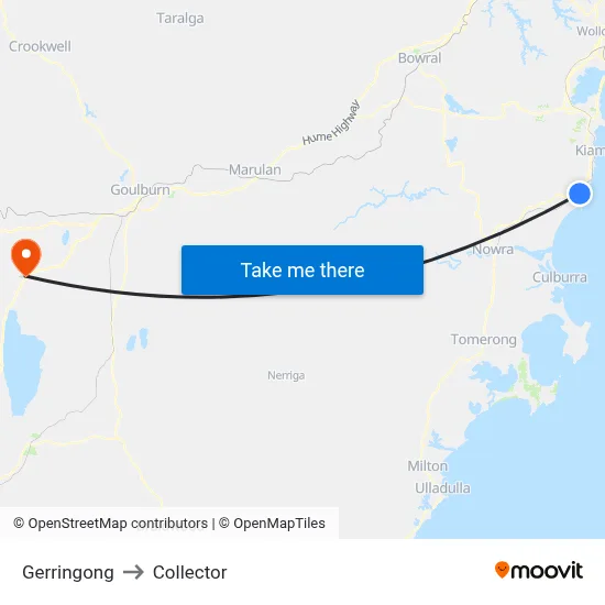 Gerringong to Collector map