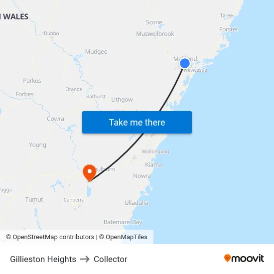 Gillieston Heights to Collector map