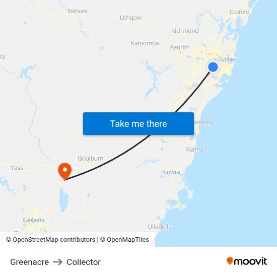 Greenacre to Collector map