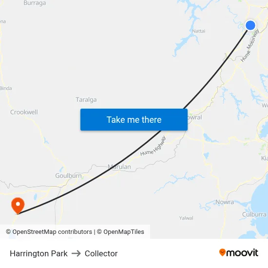 Harrington Park to Collector map