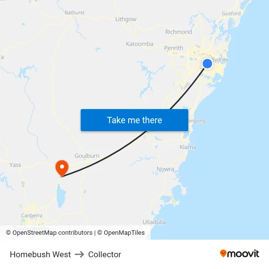 Homebush West to Collector map