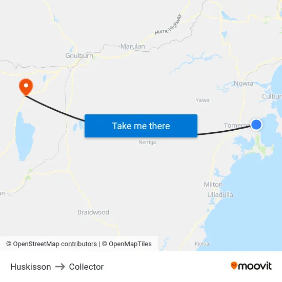 Huskisson to Collector map