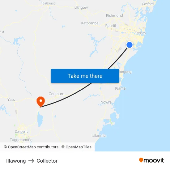 Illawong to Collector map