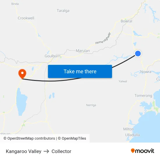 Kangaroo Valley to Collector map