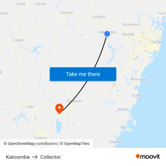 Katoomba to Collector map