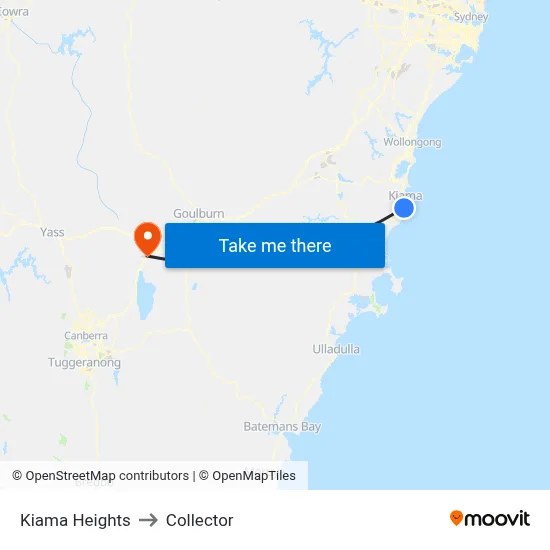 Kiama Heights to Collector map