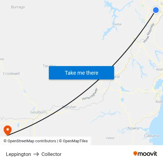 Leppington to Collector map