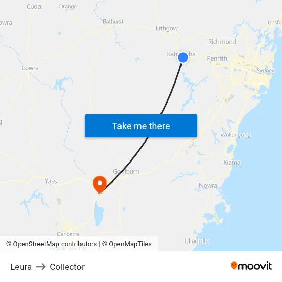 Leura to Collector map