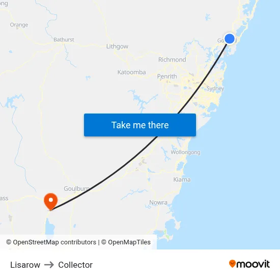 Lisarow to Collector map