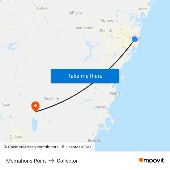 Mcmahons Point to Collector map