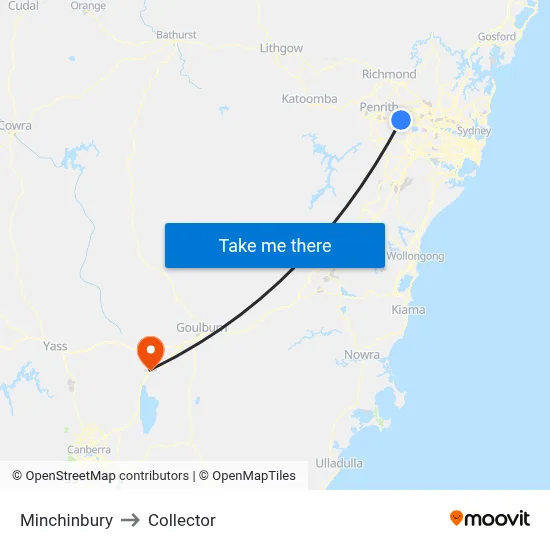 Minchinbury to Collector map