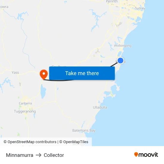 Minnamurra to Collector map