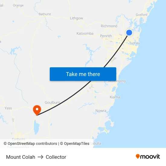 Mount Colah to Collector map
