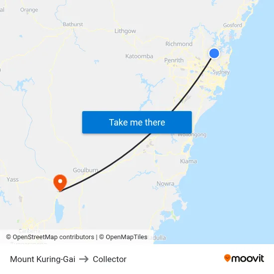 Mount Kuring-Gai to Collector map