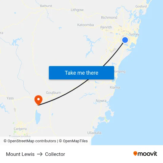 Mount Lewis to Collector map