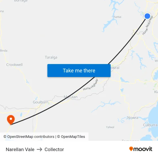 Narellan Vale to Collector map