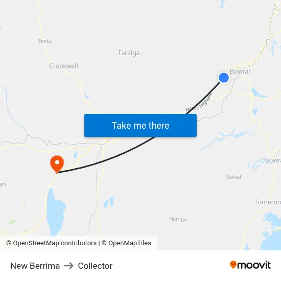 New Berrima to Collector map