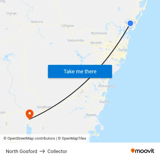 North Gosford to Collector map
