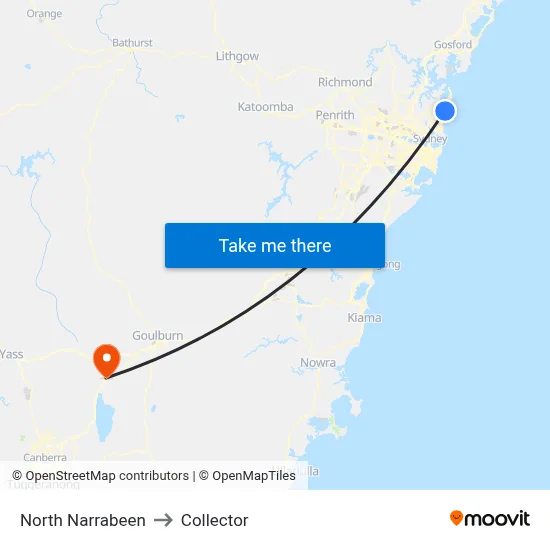 North Narrabeen to Collector map