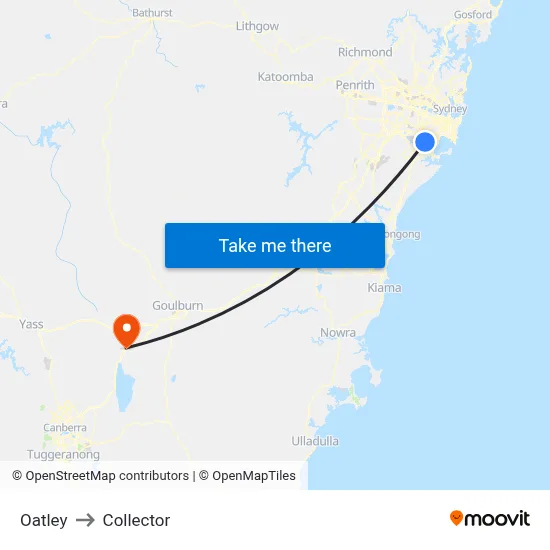 Oatley to Collector map