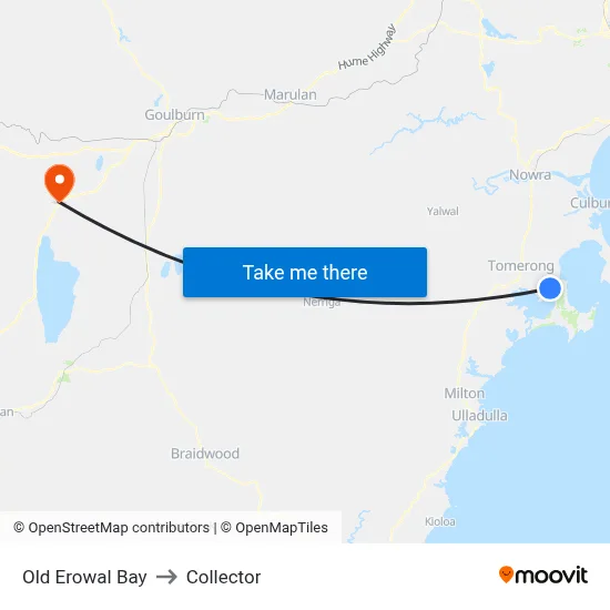 Old Erowal Bay to Collector map