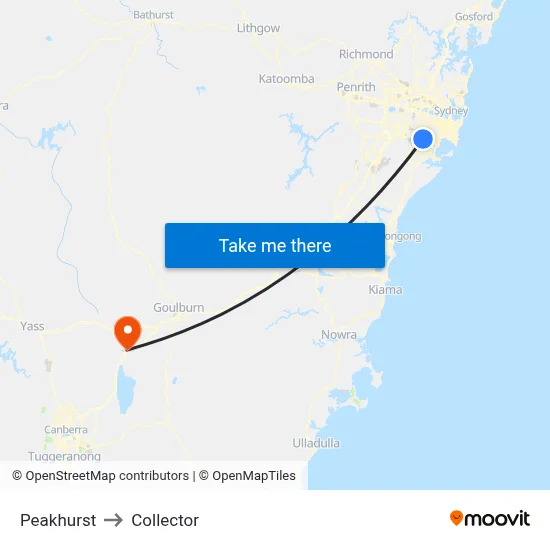 Peakhurst to Collector map