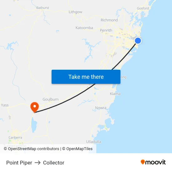 Point Piper to Collector map