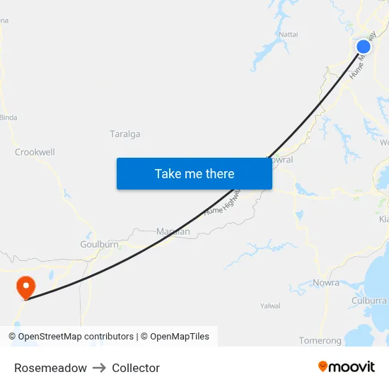Rosemeadow to Collector map