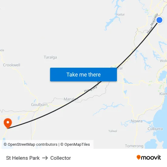St Helens Park to Collector map